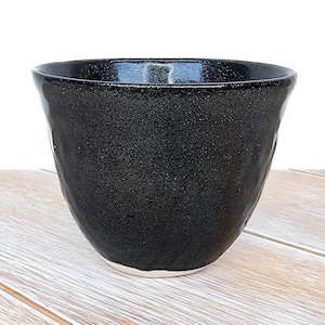 Black Glitter Succulent Planter Ceramic Handmade Pottery Dish Indoor Cactus Cacti Small