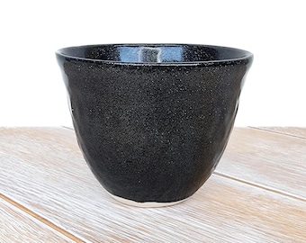 Black Glitter Succulent Planter Ceramic Handmade Pottery Dish Indoor Cactus Cacti Small
