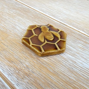 Qty 1 Bee Magnet Carved Design Ceramic Pottery Fridge Magnet Office Supplies Honey Honeycomb cottagecore decor image 3