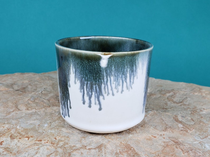 Blue White Succulent Planter Pot Ceramic Pottery Handmade Cactus Modern Drip Swirl image 10