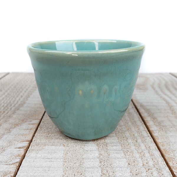 Turquoise Blue Succulent Planter Ceramic Pottery Handmade Cactus Mini Small Indoor Garden Herb