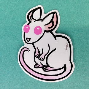 Vinyl Sticker Mouse Rat White Sticker Nature animal laptop water bottle Kawaii Rodent Sketchbook stickers Cute Rat Stickers