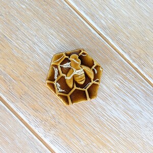 Qty 1 Bee Magnet Carved Design Ceramic Pottery Fridge Magnet Office Supplies Honey Honeycomb cottagecore decor image 5