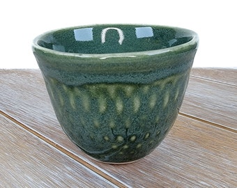 Mossy Green Succulent Planter Ceramic Pottery Handmade Cactus Plant Pot Spinach Dark Green