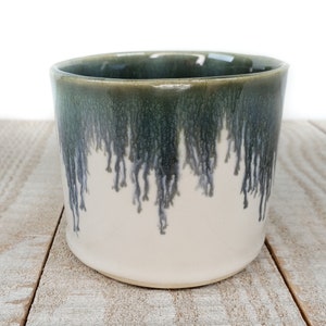 Blue White Succulent Planter Pot Ceramic Pottery Handmade Cactus Modern Drip Swirl image 3