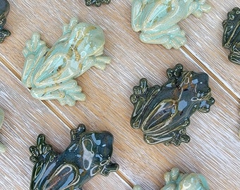Qty 1 Green Frog Mosaic Tile Design Ceramic Rainforest Mossy