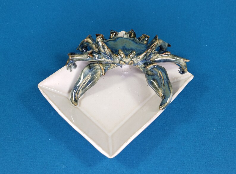 Crab Tray Stoneware Pottery Soap Dish Sealife Crustacean Decor Etsy