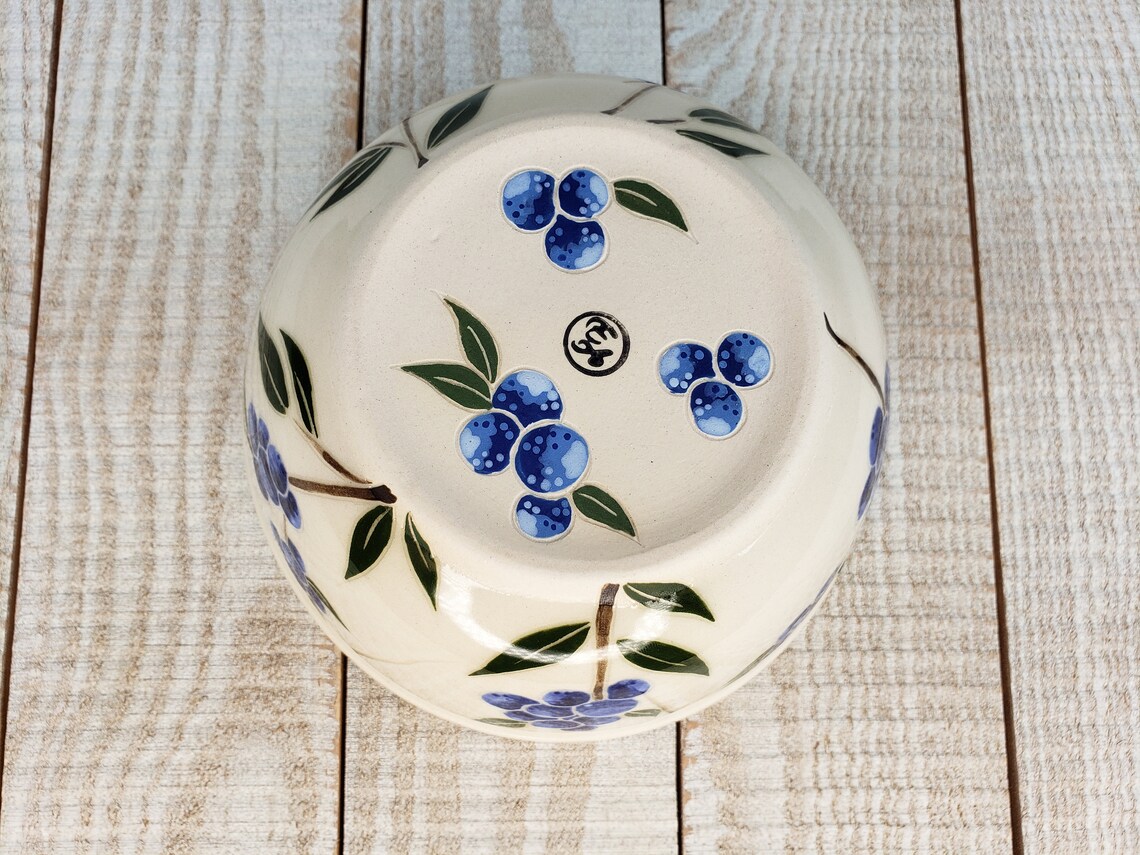 Blueberry Bowl Ceramic Pottery Handmade Vintage Look Decor Etsy