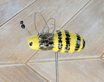 Qty 1 Yellow Bee Plant Buddy Friend Design Ceramic Pottery Office Supplies Honeybee Pottery Decor plant accessories bees