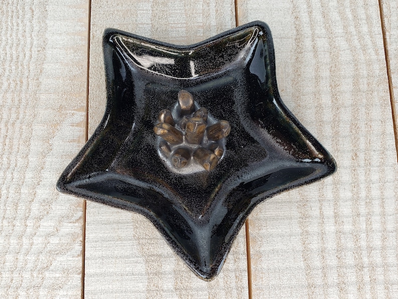 Gold Black Glitter Crystal Star Tray Dish Jewelry Holder Magic Wicca Wiccan Mystical Mystic