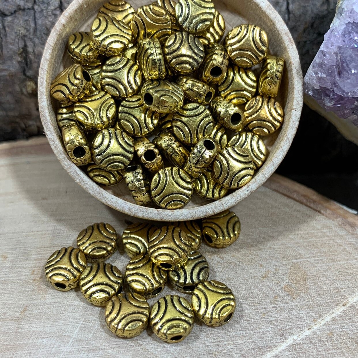 40 Gold Metal Coin Beads 6mm Metal Round Flat Spacer Bead Etsy
