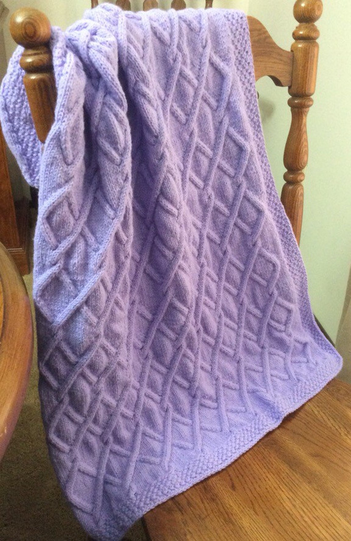 Chunky Hand Knit Baby Blanket Lavender 27x36 Etsy