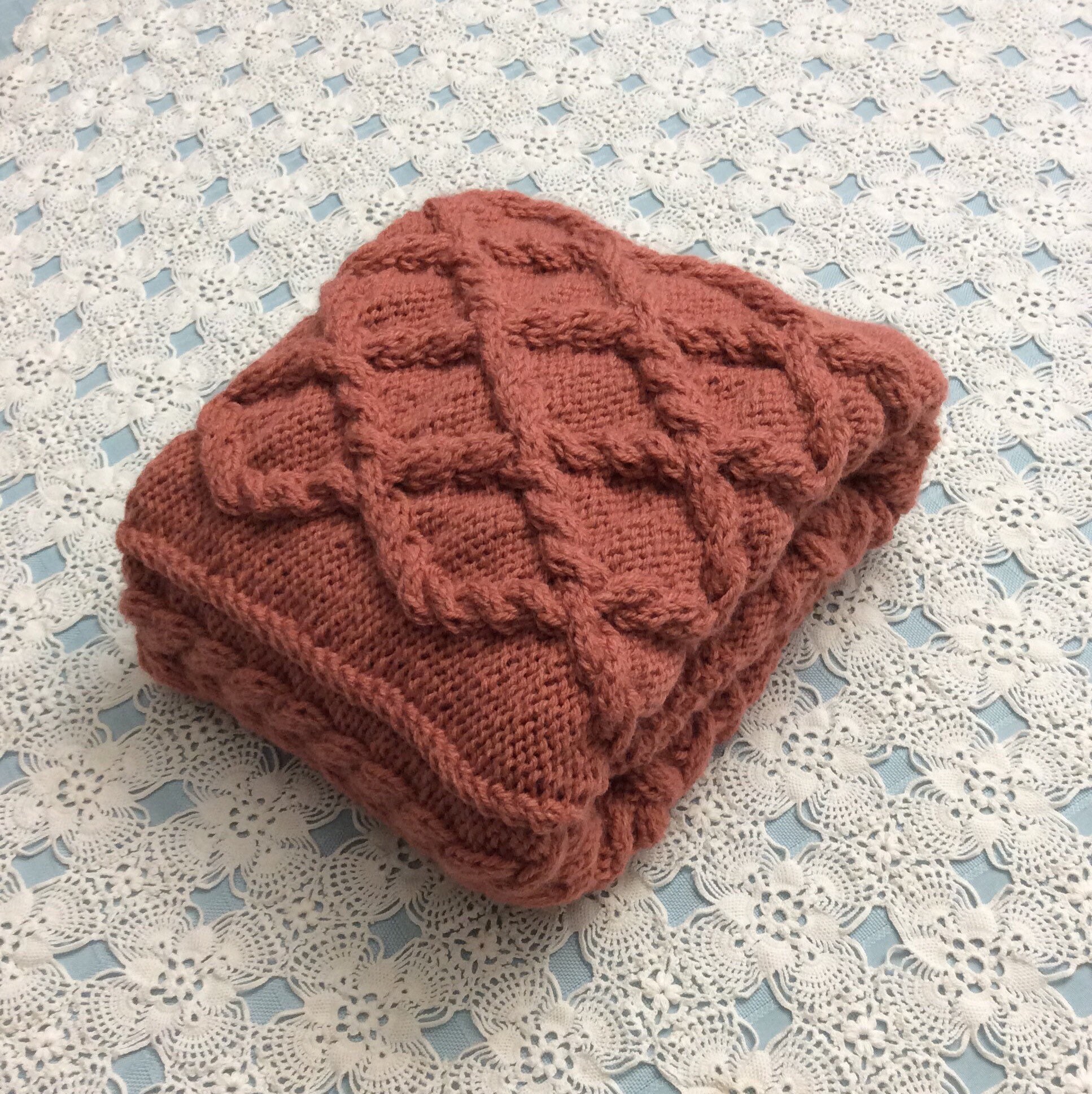Chunky hand knit baby blanket Terracotta 28x34 Etsy