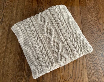 Chunky Hand Knit Blanket, Dove  50x60