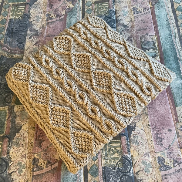 Chunky Hand Knit Blanket, Lace  50x55