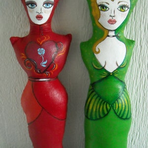 Green Painted Cloth Art Doll