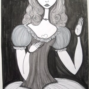 Original Spooky Sharpie Drawing Illustration on Paper