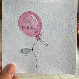 Cartão de aniversário feito à mão em vidro marinho