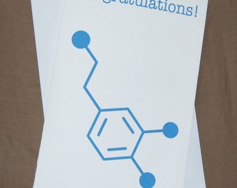 Dopamine - Congratulations - Chemistry Nerd Greeting Card - Blue