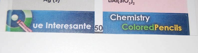 Chemistry Colored Pencils LABELS Set of 50 Labels image 3