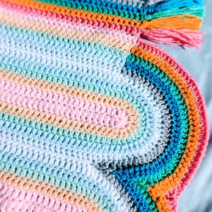 Rainbow Reflection Blanketsimple, fun and mesmerizing project, Learn Ribbon Candy Crochet today Twin-Full-Queen-King, bedspread or throw image 2