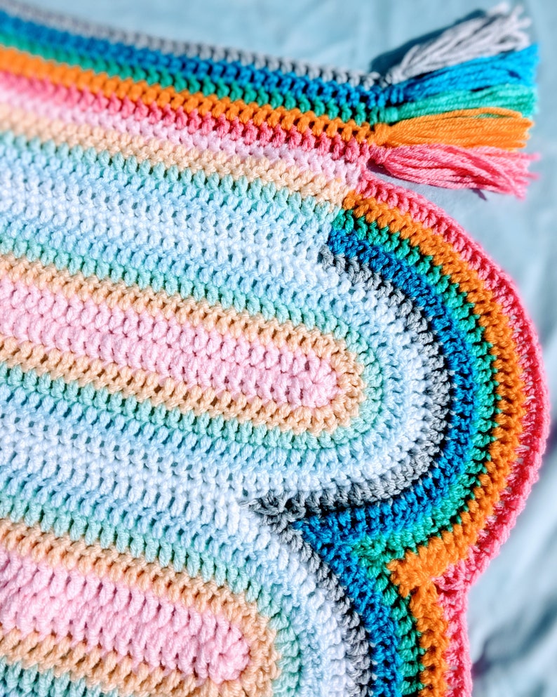 Rainbow Reflection Blanketsimple, fun and mesmerizing project, Learn Ribbon Candy Crochet today Twin-Full-Queen-King, bedspread or throw image 2