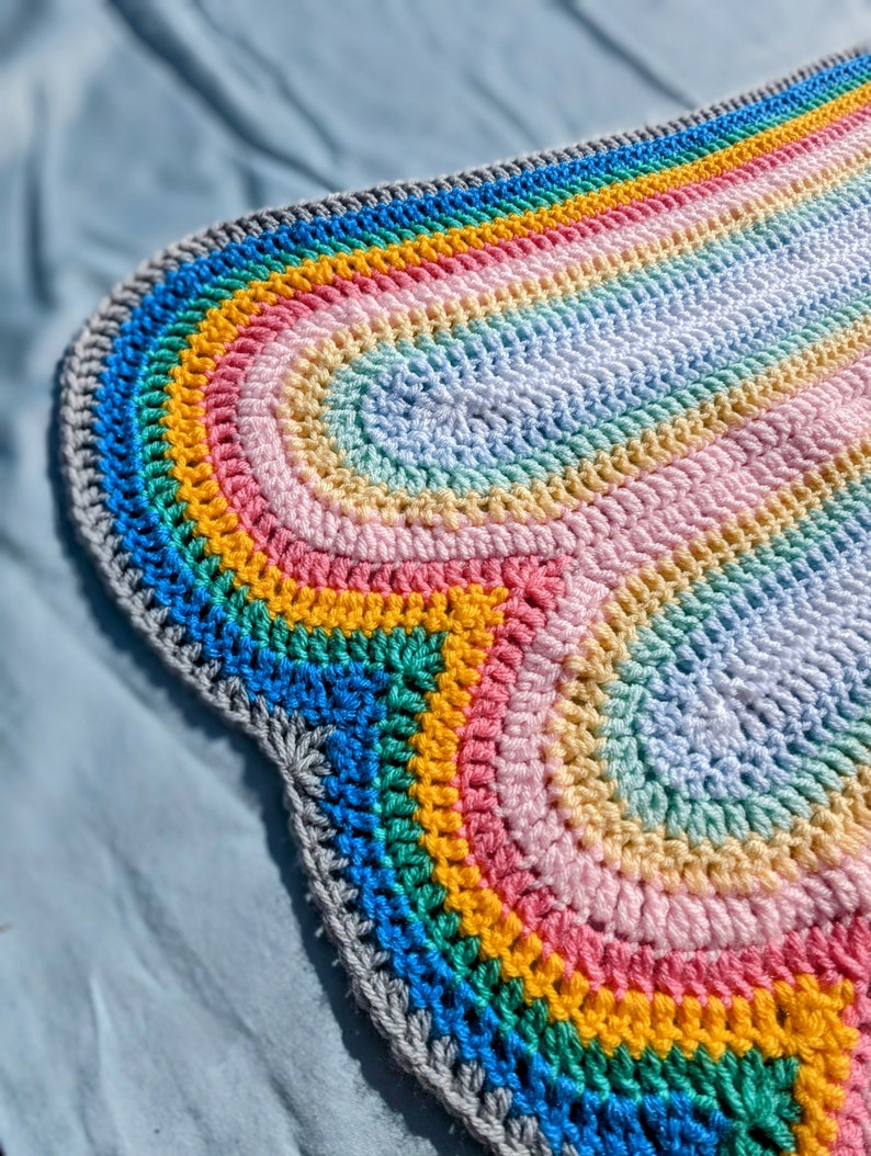 Rainbow Reflection Blanketsimple, fun and mesmerizing project, Learn Ribbon Candy Crochet today Twin-Full-Queen-King, bedspread or throw image 5