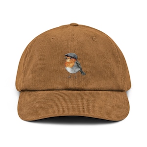 Chapeau d'oiseau brodé - Casquette de baseball faite main inspirée de la nature, broderie d'oiseau colorée, cadeau Cottagecore pour les amateurs d'oiseaux