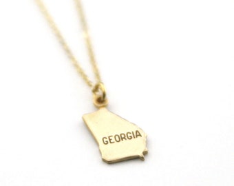 Georgia State Name Necklace | Moving Gift | Best Friend Necklace | State Love | Brass Jewelry | Made in USA | Keepsake Gift | Home State