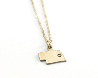 Nebraska State Custom Necklace | Moving Gift | Best Friend Necklace | State Love | Personalized Brass Jewelry | Gifts Under 20 | Keepsake
