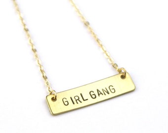 Girl Gang Brass Bar Necklace | BFF Jewelry | Bridesmaid Gift | Best Friend Gift | Feminist Necklace | Girl Gift | Wedding Party | Wedding