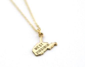 West Virginia State Name Necklace | Moving Gift | Best Friend Necklace | State Love | Brass Jewelry | Hometown | Keepsake Gift | Home State