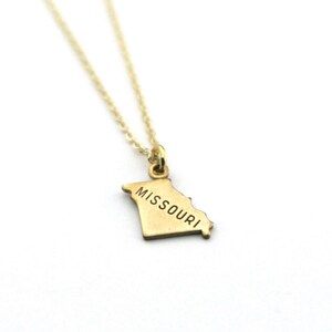 Missouri State Name Necklace | Moving Gift | Best Friend Necklace | State Love | Brass Jewelry | State Pride | Keepsake Gift | Home State