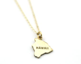 Hawaii State Name Necklace | Moving Gift | Best Friend Necklace | State Love | Brass Jewelry | Made in USA | Keepsake Gift | Home State