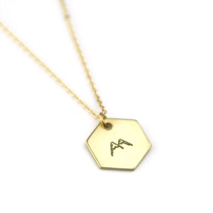 Brass Stamped Mountain Peaks Hexagon Necklace | Adventure Mountains Are Calling Necklace | Little Mountain | Mountain Range | Explore