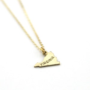 Virginia State Name Necklace | Moving Gift | Best Friend Necklace | State Love | Brass Jewelry | Hometown Gift | Keepsake Gift | Home State