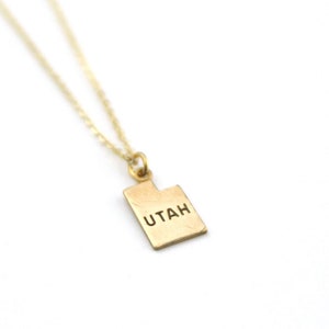 Utah State Name Necklace | Moving Gift | Best Friend Necklace | State Love | Brass Jewelry | Made in USA | Keepsake Gift | Home State