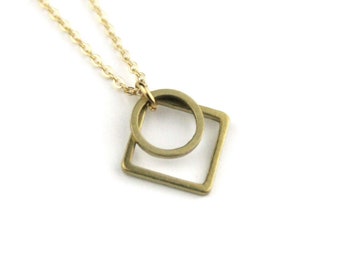 Round Geo Layered Necklace | Geometric Necklace | Layered Boho Necklace | Small Necklace | Geometric Jewelry | Circle Jewelry | Tiny