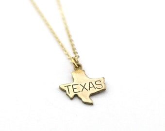 Texas State Name Necklace | Moving Gift | Best Friend Necklace | State Love | Brass Jewelry | Made in USA | Keepsake Gift | Home State