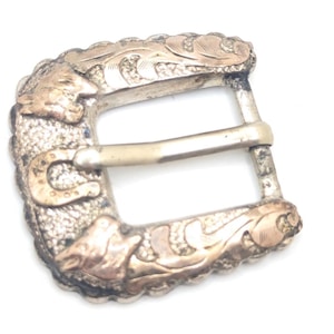 Vintage Sterling Silver Platade Jalisco JFCM 925 Belt Buckle Horse Engraved Leaf Horseshoe Statement Jewelry Mexico Signed Present Gift