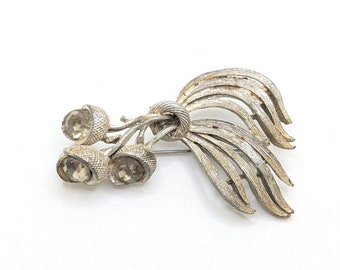Ancienne Broche En etal argenter Art Déco Nouveau créateur Fleurs