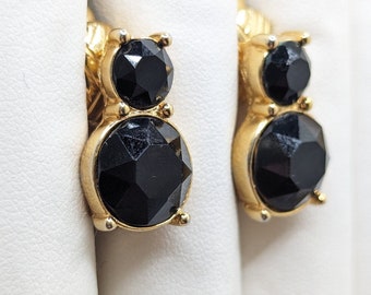 Vintage Black Rhinestone Gold Clip On Earrings Fancy Party Jewelry Accessories Costume Jewelry Present Wedding Bridal Bridesmaid Gift Gifts