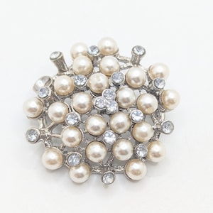 Vintage große runde Strass Faux Perle Brosche Anstecknadel Modernist nobles Weihnachtsgeschenk für sie vorhanden Stocking Stuffer Valentinstag