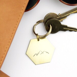 Mountain Range Brass Keychain | Wander Key Ring | Outdoor | Nature Lover Gift | Camping | Gold Key Ring | Get Outdoors | Adventure Gift