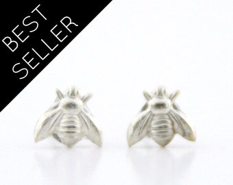 Tiny Sterling Silver Bee Earrings | Honeybee Post Earrings | Bridesmaid Gifts | Bee Themed Wedding Surgical Steel Earring