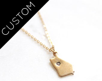 Georgia State Brass Custom Necklace | Best Friend Gift | Hometown Gift | Gold Necklace | Personalized Jewelry | Moving Gift | Home State