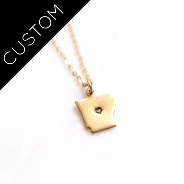 Arkansas Brass State Heart Necklace | Brass Jewelry | State Love | Personalized Hometown | Keepsake Necklace | Moving Gift | Little Rock AR