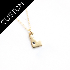 Idaho State Custom Necklace | Moving Gift | Best Friend Necklace | State Love | Personalized Brass Jewelry | Boise Id | Personalized Gift