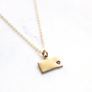 South Dakota State Necklace | Best Friend Gift  | Hometown Jewelry |  Personalized Bridesmaid Gift | Brass Stamped Jewelry | Moving Gift