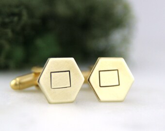 Wyoming State Hexagon Cufflinks | Brass Cufflinks | Gold Cufflinks | Groom Gift | Groomsman Gift | Wedding Accessories